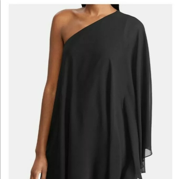 LAUREN RALPH LAUREN *Trisha* black one shoulder dramatic jumpsuit 2 - Picture 2 of 6